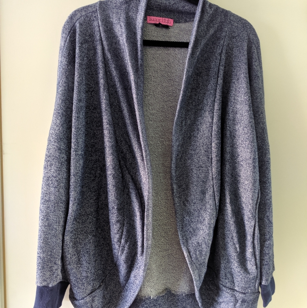 Cocoon Cardigan (M, Heathered Navy)